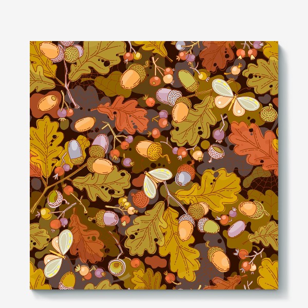 Холст «Осень. Опавшие листья, желуди и последние бабочки»