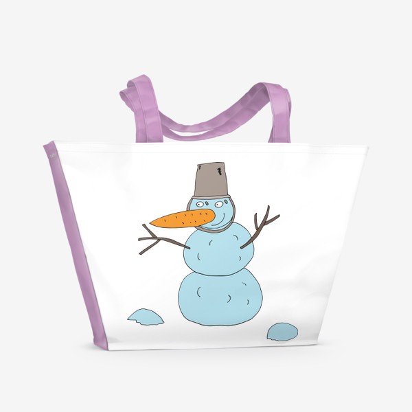 Пляжная сумка «Снеговик с ведром на голове»