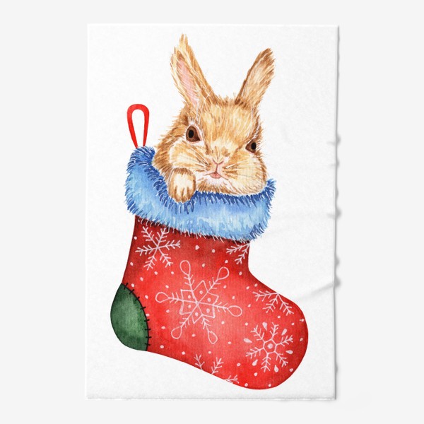 Полотенце «Зайчик в Рождественском носке»