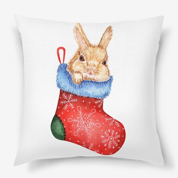 Подушка «Зайчик в Рождественском носке»