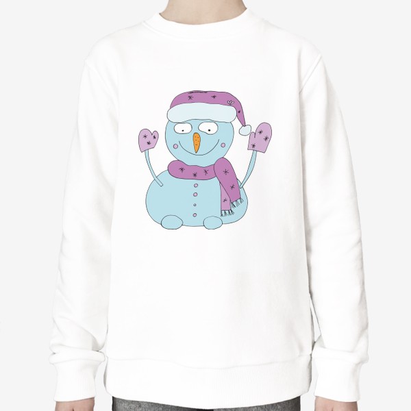 Свитшот «Снеговик в розовой шапке и шарфике»