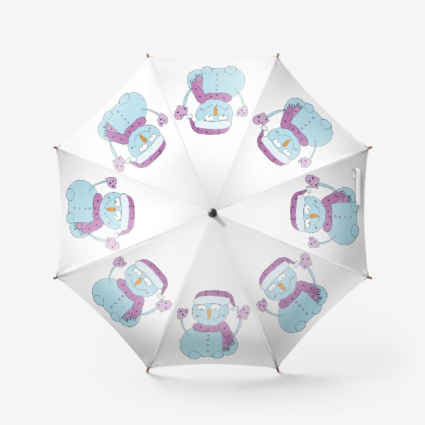 Зонт «Снеговик в розовой шапке и шарфике»