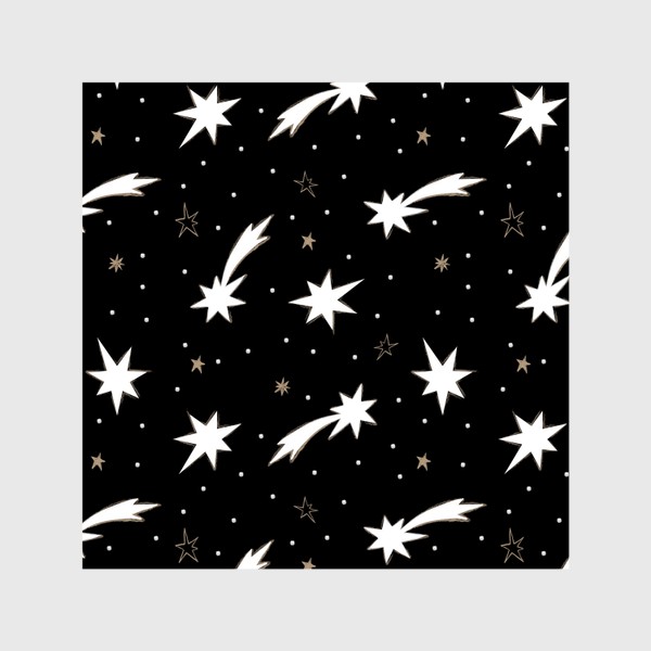 Шторы «Падающие звезды паттерн на черном фоне»