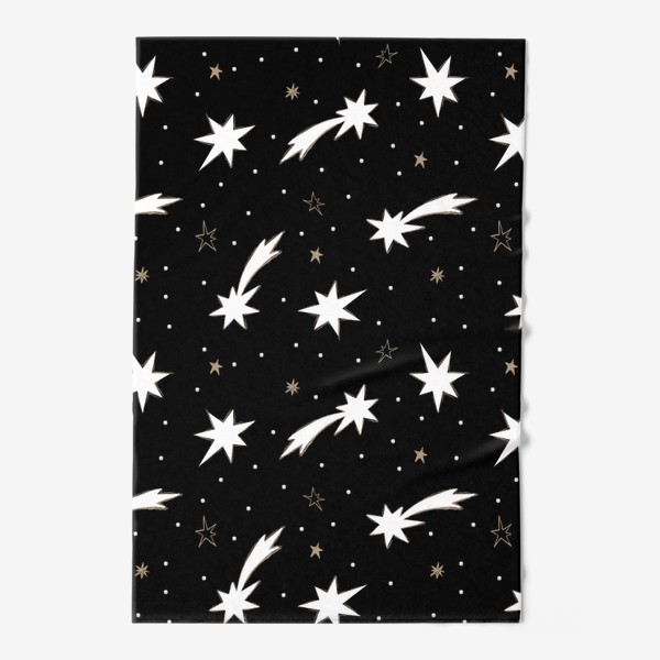 Полотенце «Падающие звезды паттерн на черном фоне»