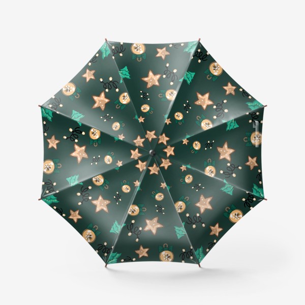 Зонт «Новогоднее печенье паттерн 2022»