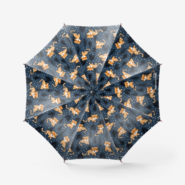 Зонт «Тигры на темном фоне»