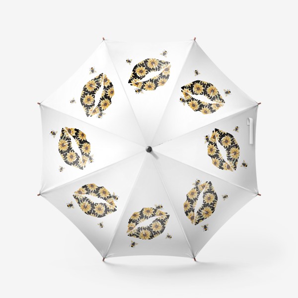 Зонт «Губы с подсолнухами и пчёлками»