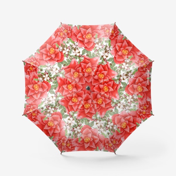 Зонт «Новогодний цветочный паттерн»