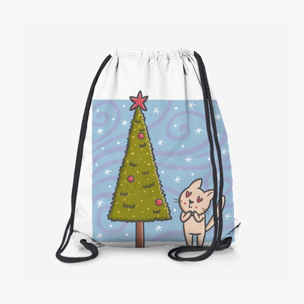 Рюкзак «Милый котик и новогодняя елка. Новый год»