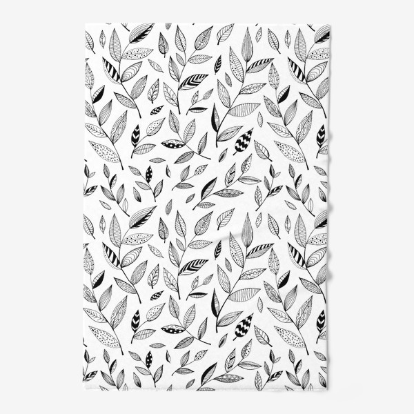 Полотенце «Листья с черно-белым стильным узором»