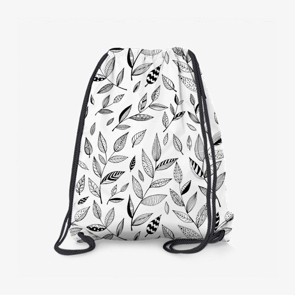 Рюкзак «Листья с черно-белым стильным узором»