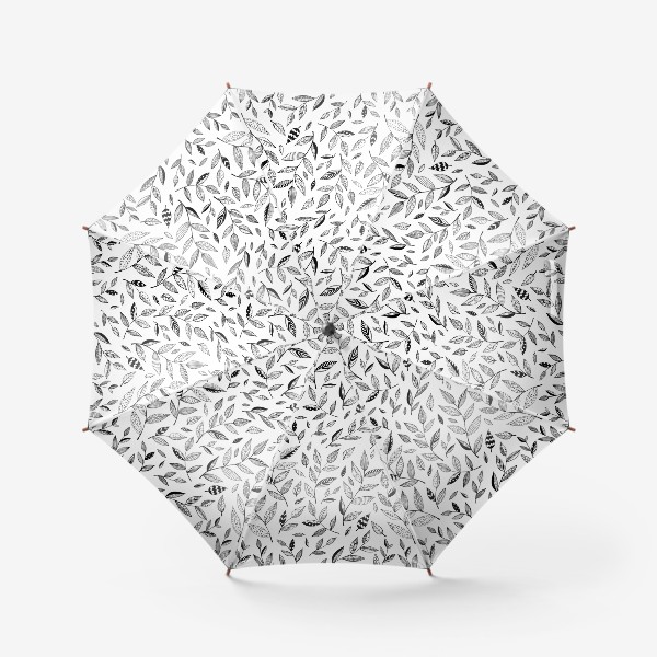 Зонт «Листья с черно-белым стильным узором»