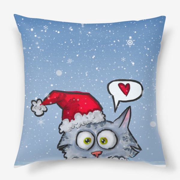 Подушка «Зимний новогодний котик»