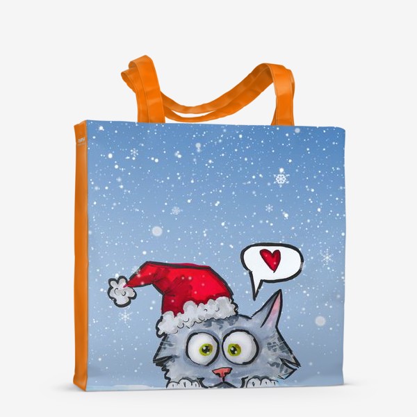 Сумка-шоппер «Зимний новогодний котик»