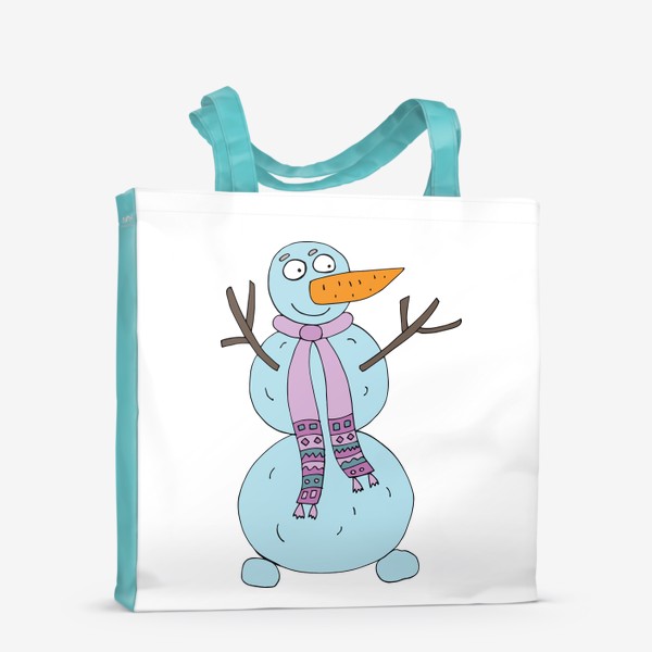 Сумка-шоппер «Радостный снеговик улыбается»