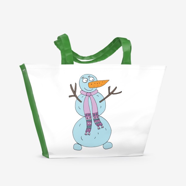 Пляжная сумка &laquo;Радостный снеговик улыбается&raquo;