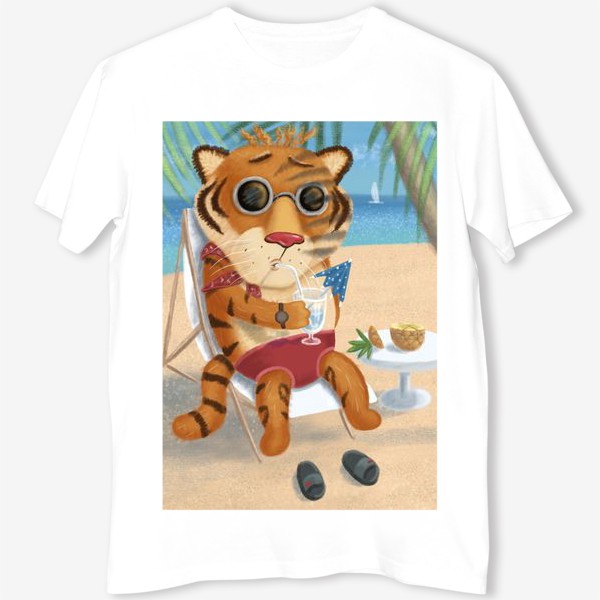 Футболка «Тигр на пляже»