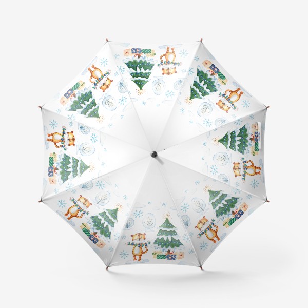 Зонт «Милый тигренок в новогоднем лесу»