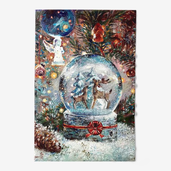 Полотенце «Новогодние игрушки, снежный шар»