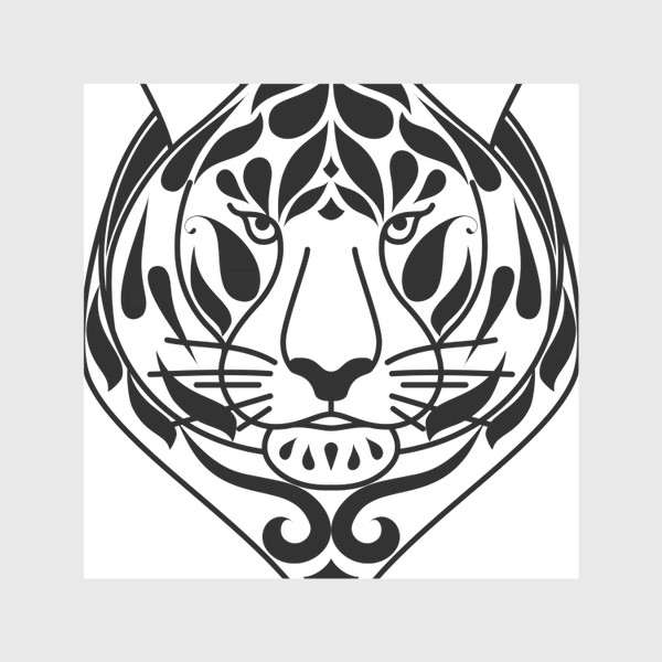 Шторы «Узорчатая голова тигра . Рисунок морды тигра с орнаментом. Узор на мордочке животного»