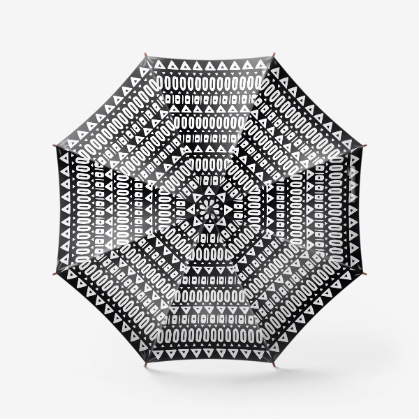 Зонт «Черно-белый традиционный узор. Индейские мотивы -  треугольники»