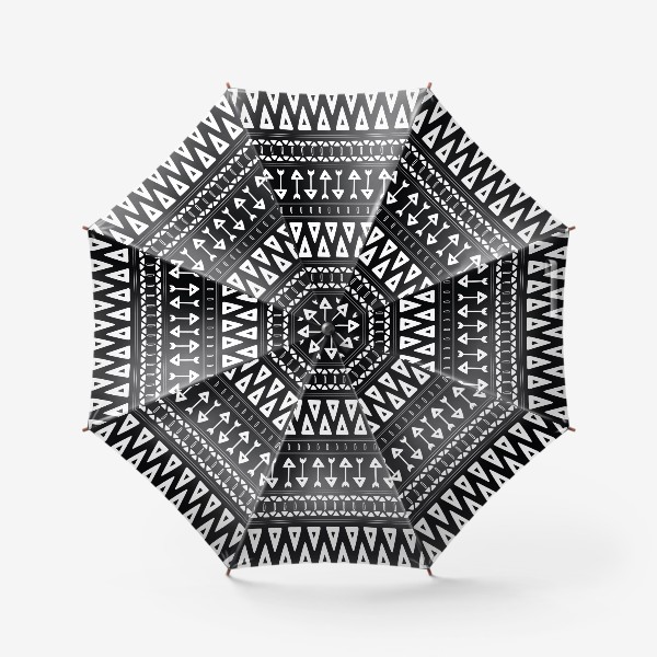 Зонт &laquo;Черно-белый традиционный узор. Национальный узор - стрелы и треугольники&raquo;