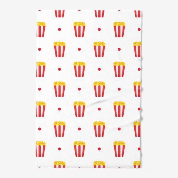 Полотенце «Попкорн из кинотеатра - узор на белом фоне»