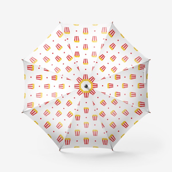 Зонт «Попкорн из кинотеатра - узор на белом фоне»