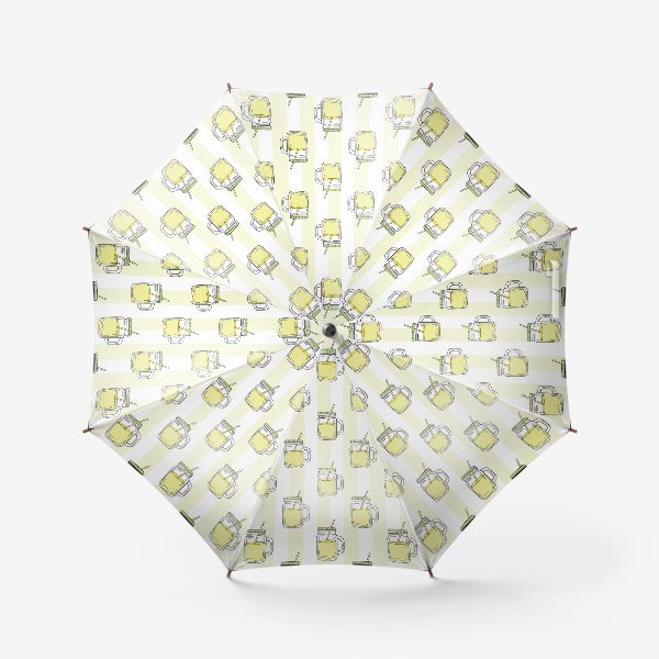 Зонт «Лимонад в банке - узор на полосатом фоне »