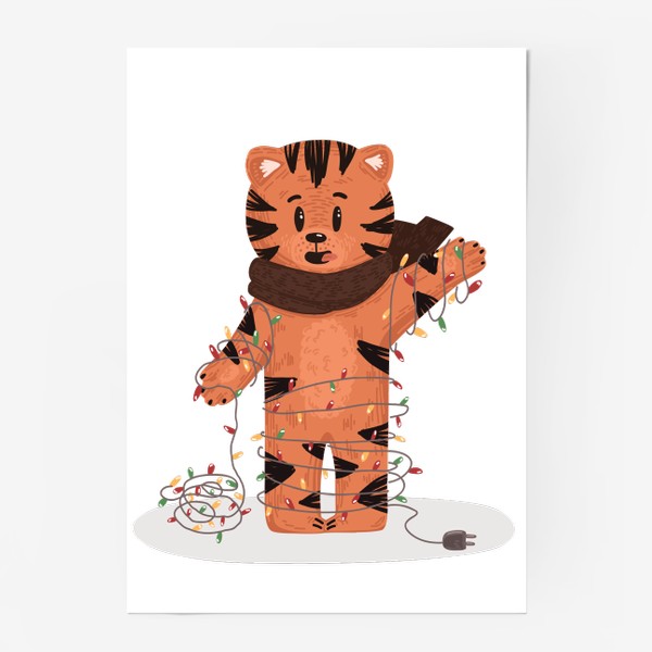Постер «Тигр и гирлянда»