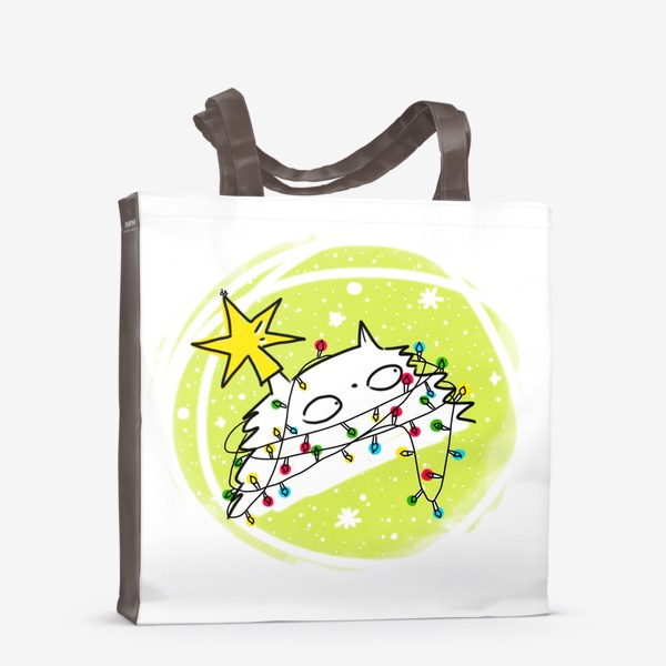 Сумка-шоппер «Кот со звездой от елки. Новый год»