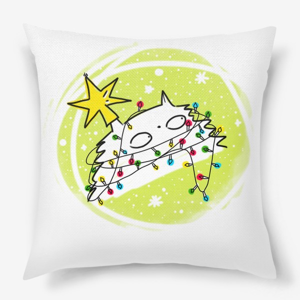 Подушка «Кот со звездой от елки. Новый год»