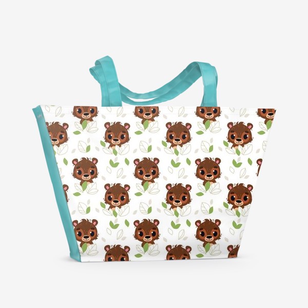Пляжная сумка «Детский веселый паттерн с медведем»