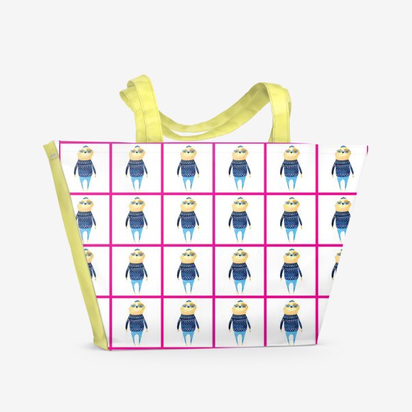 Пляжная сумка «Ленивцы в розовой рамке»