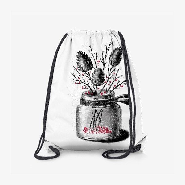 Рюкзак «Зимний новогодний натюрморт с шишками и снегом»