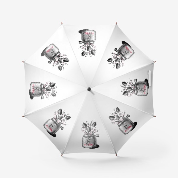 Зонт «Зимний новогодний натюрморт с шишками и снегом»