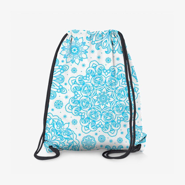 Рюкзак «Голубые снежинки на белом. Снежные мандалы»