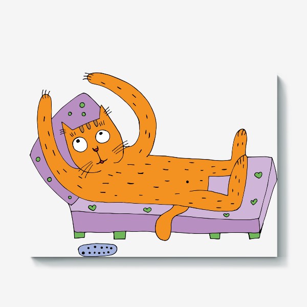 Холст «Рыжий кот лежит на диване»