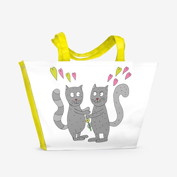 Пляжная сумка &laquo;Влюбленные котики.&raquo;