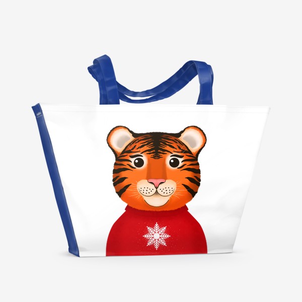 Пляжная сумка «Тигр в свитере. Год Тигра 2022»