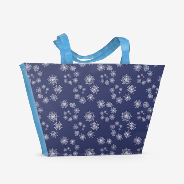 Пляжная сумка «Снежинки зимний новогодний принт »