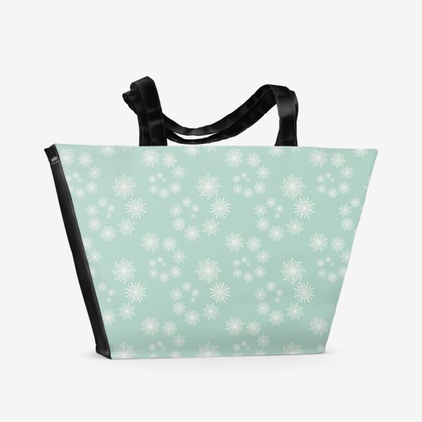 Пляжная сумка «Снежинки зимний новогодний принт »