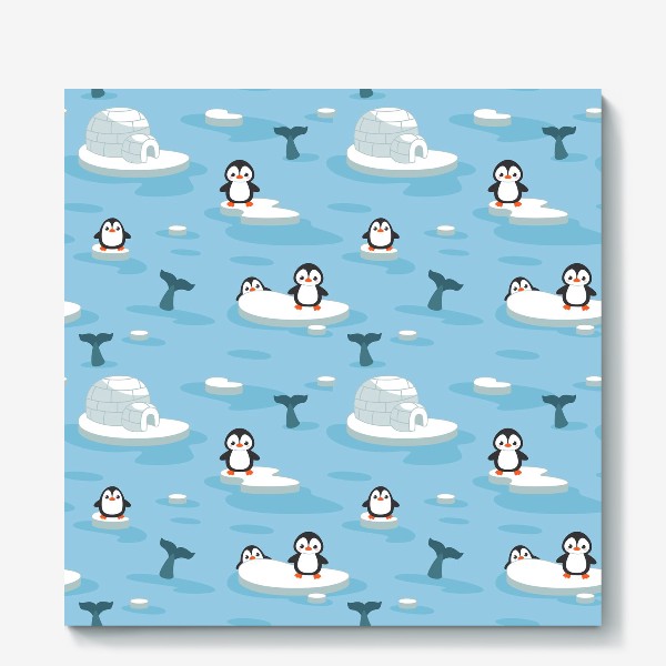 Холст «Пингвины на льду»
