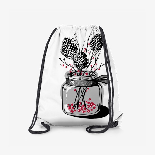 Рюкзак «Зимний новогодний натюрморт с шишками»