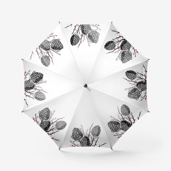 Зонт «Зимний новогодний натюрморт с шишками»