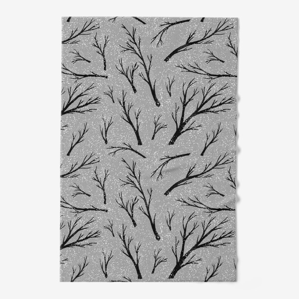 Полотенце &laquo;Паттерн с зимними деревьями и снегом&raquo;