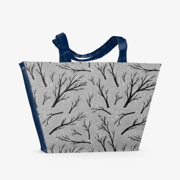 Пляжная сумка «Паттерн с зимними деревьями и снегом»