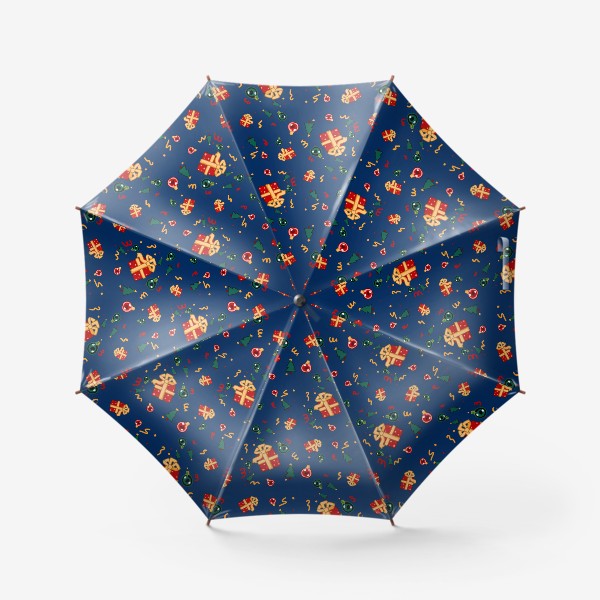 Зонт «Новогодний подарок паттерн »
