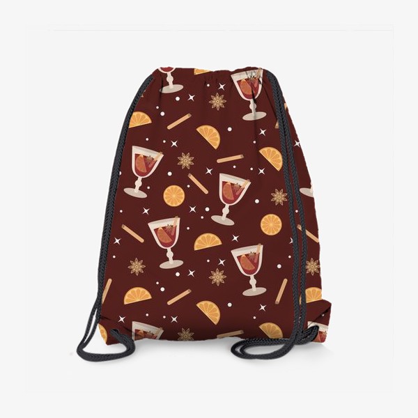 Рюкзак «Глинтвейн - зимний узор с вином и апельсинами»