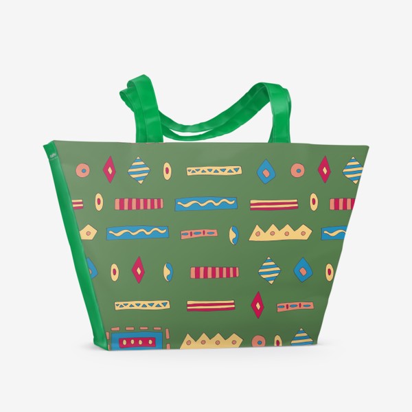 Пляжная сумка «Геометрические фигуры на зеленом »